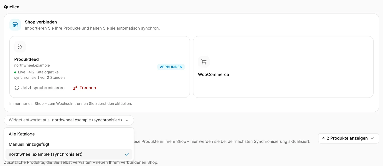 Wählen, aus welchem Katalog der Assistent antwortet