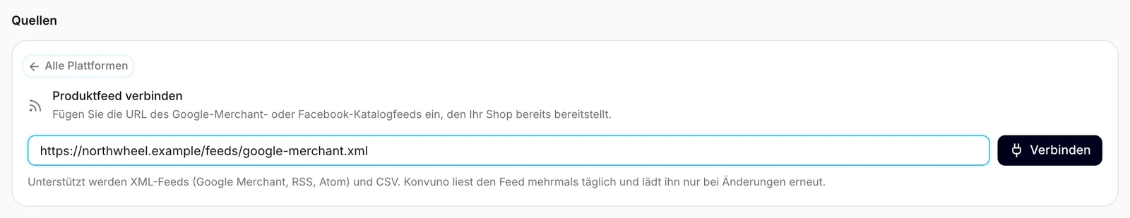 Die Feed-Adresse einfügen