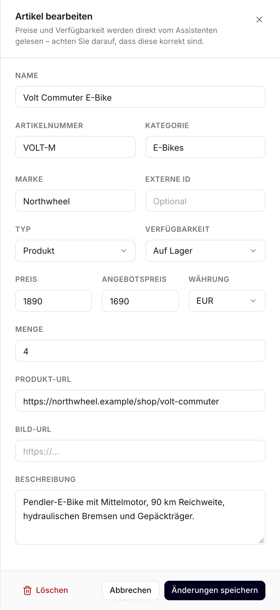 Einen Artikel bearbeiten