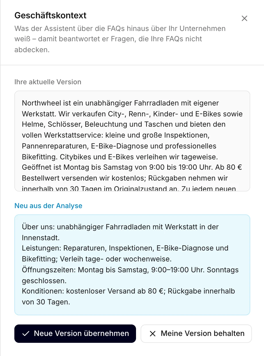 Ihre aktuelle Version und die neue aus dem Scan