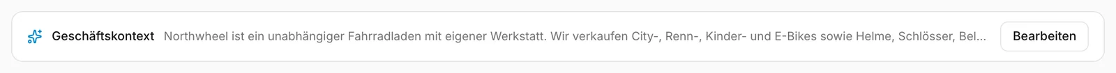 Die Leiste mit dem Geschäftskontext