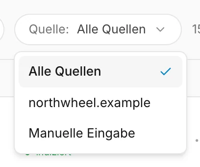 Der Quellenfilter über der FAQ-Liste