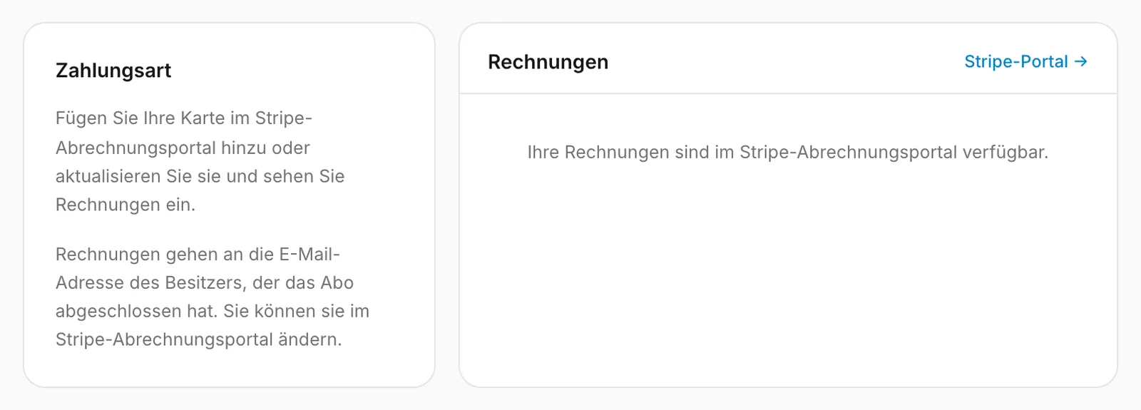 Zahlungsmethode und Rechnungen