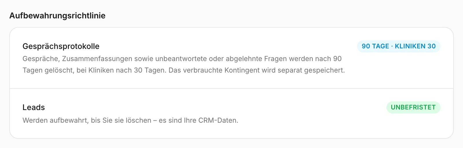 Die Aufbewahrungsrichtlinie