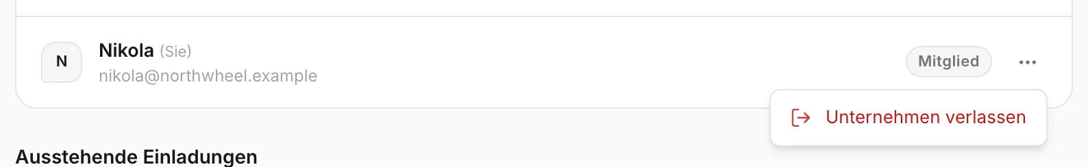 Ein Unternehmen verlassen, über die eigene Zeile