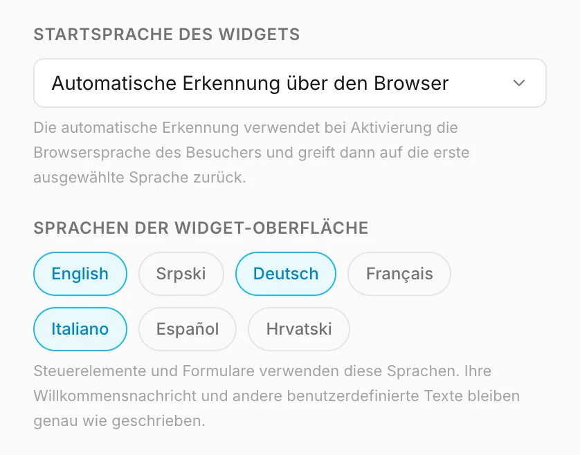 Die Spracheinstellungen