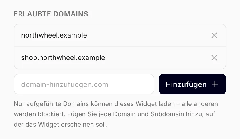 Die erlaubten Domains