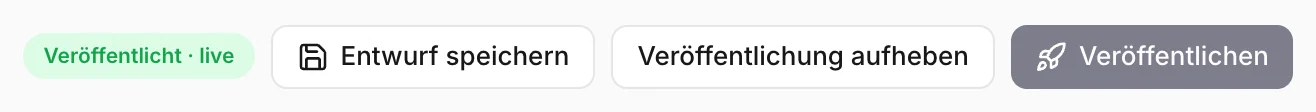 Der Status und die Schaltflächen zum Speichern und Veröffentlichen oben auf der Seite