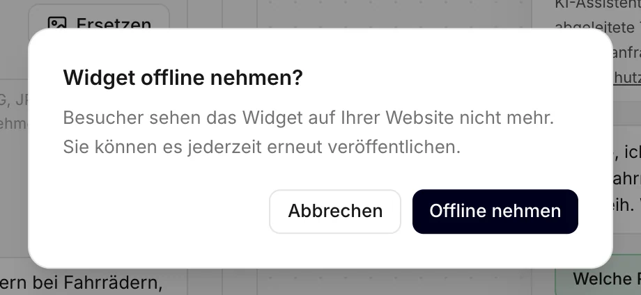 Das Widget offline nehmen