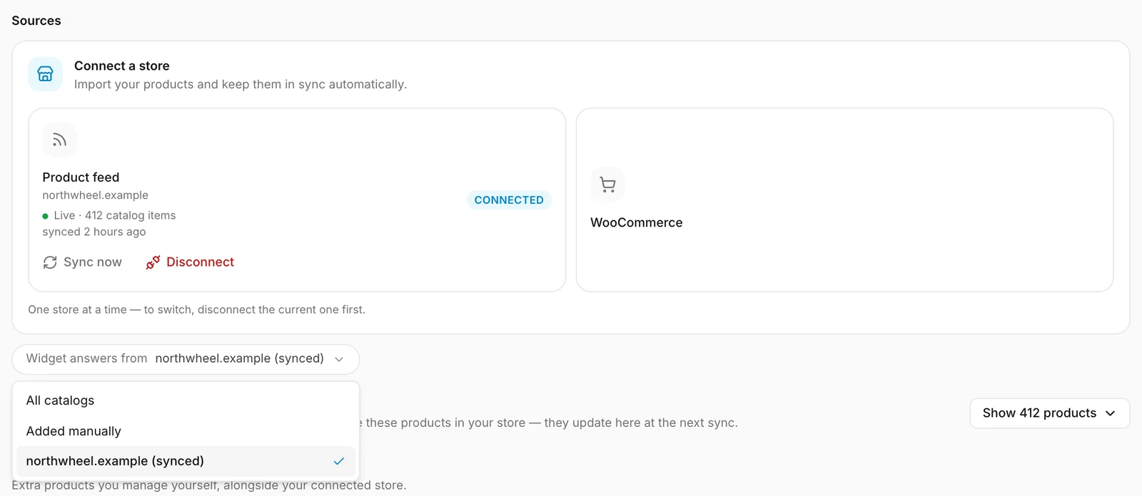 Choosing which catalog the assistant answers from