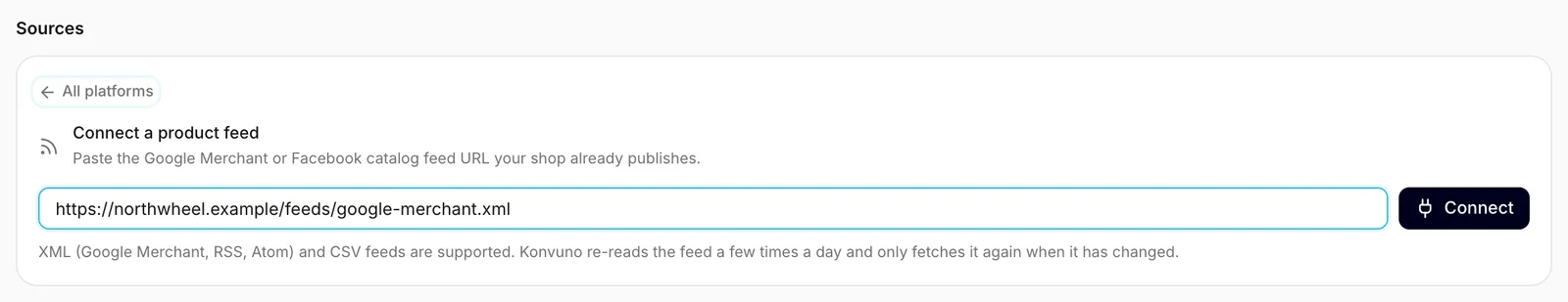Pasting the feed address