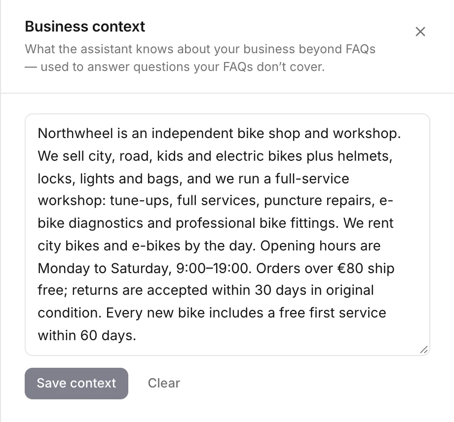 Editing the business context