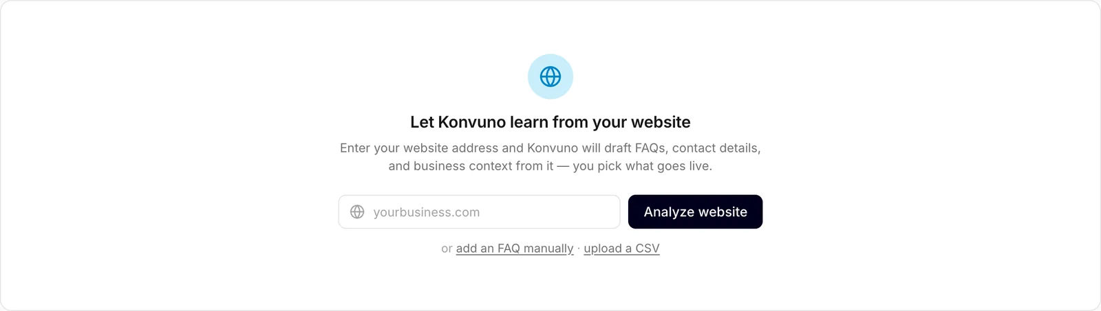 The empty Knowledge screen of a new business