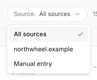 The source filter above the FAQ list