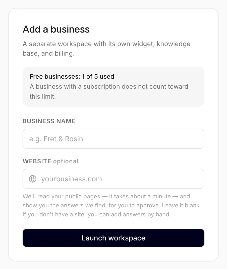 Adding a business