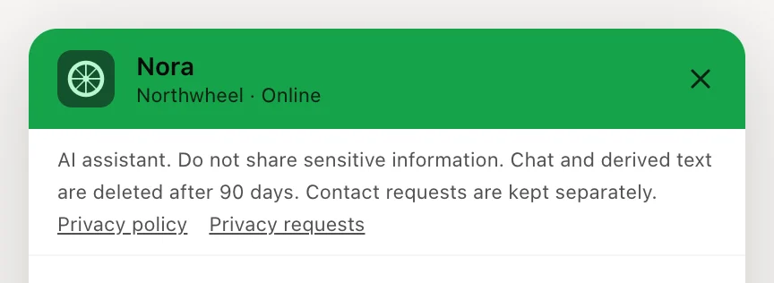 The privacy notice under the chat header