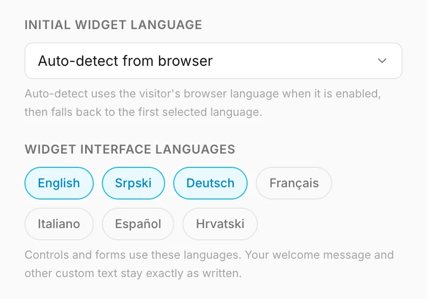 The language settings