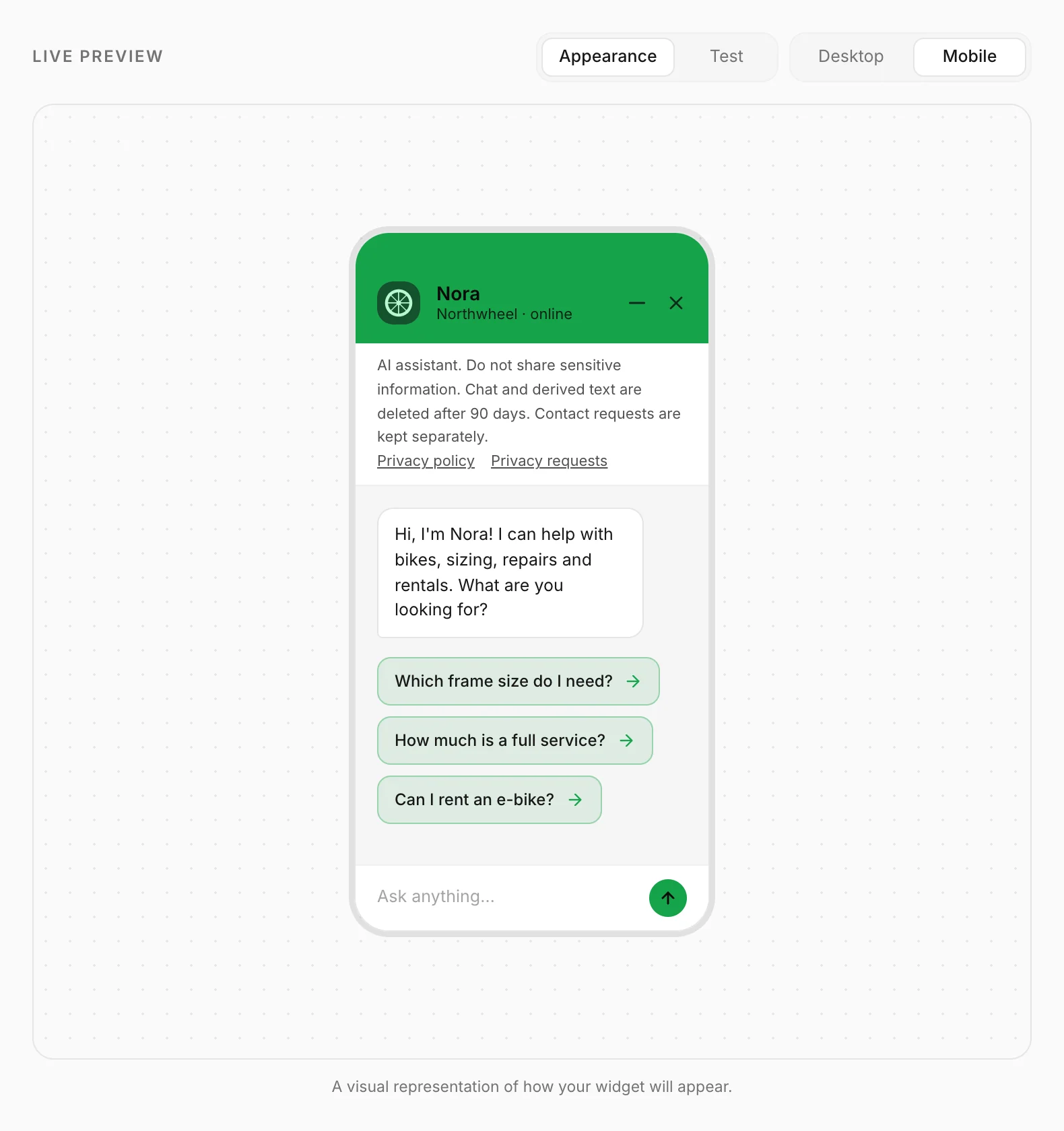 The mobile preview