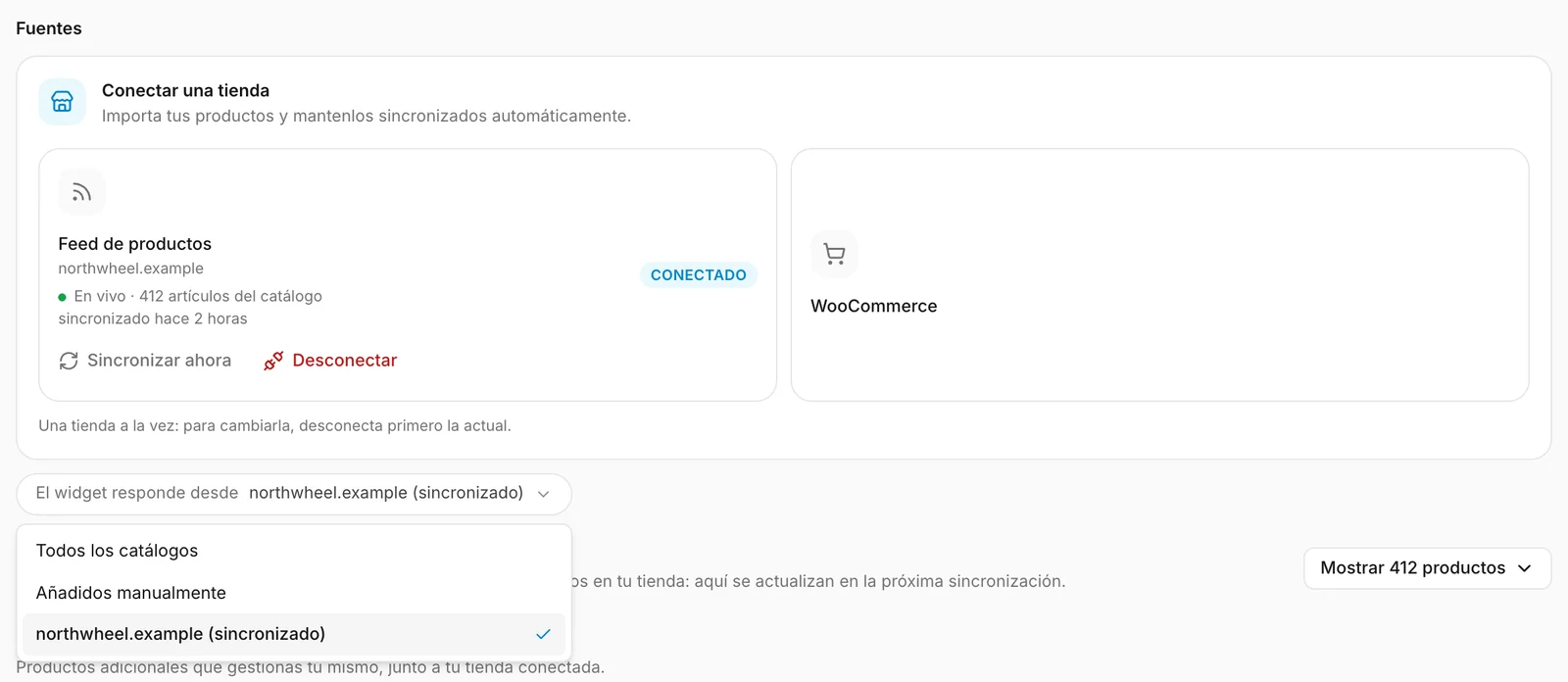 Elegir de qué catálogo responde el asistente