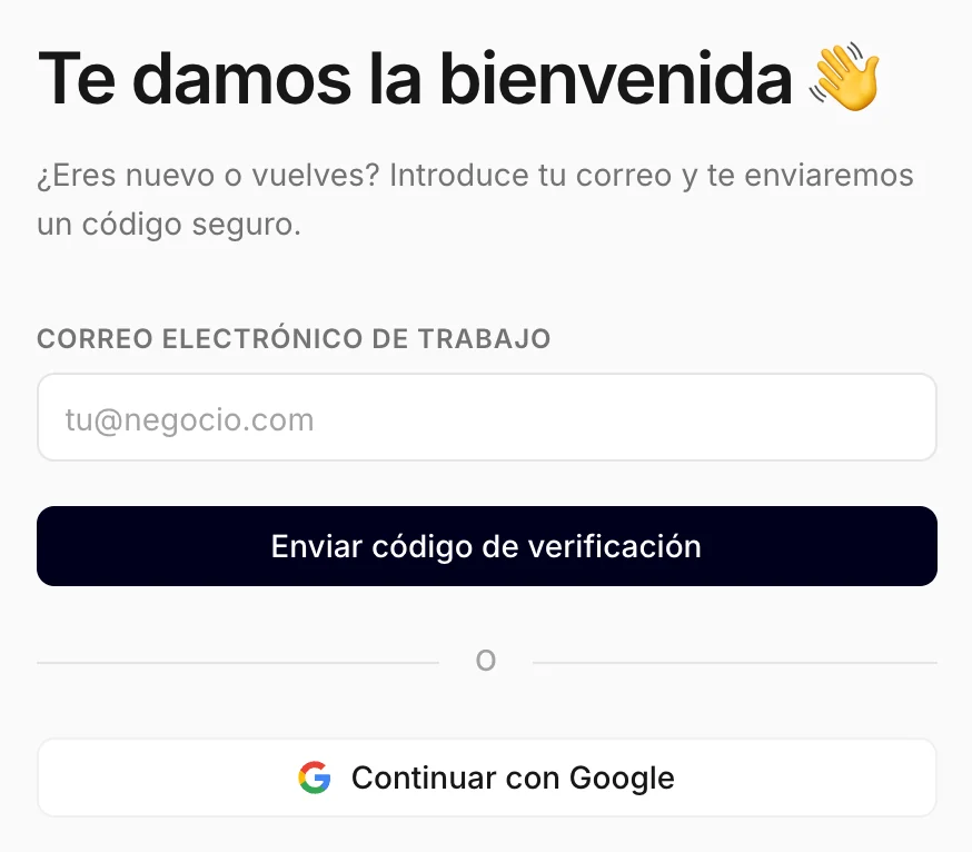 La pantalla de inicio de sesión