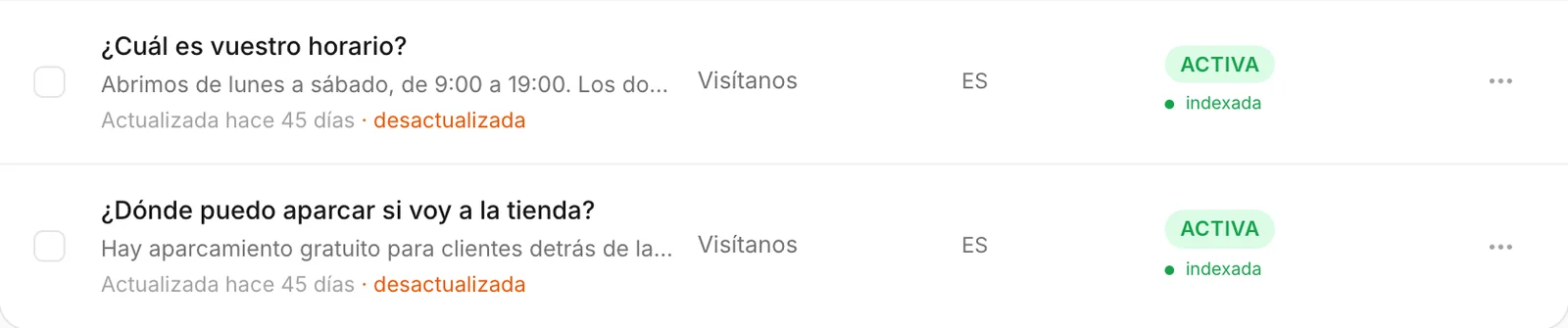 Dos preguntas frecuentes marcadas como desactualizadas