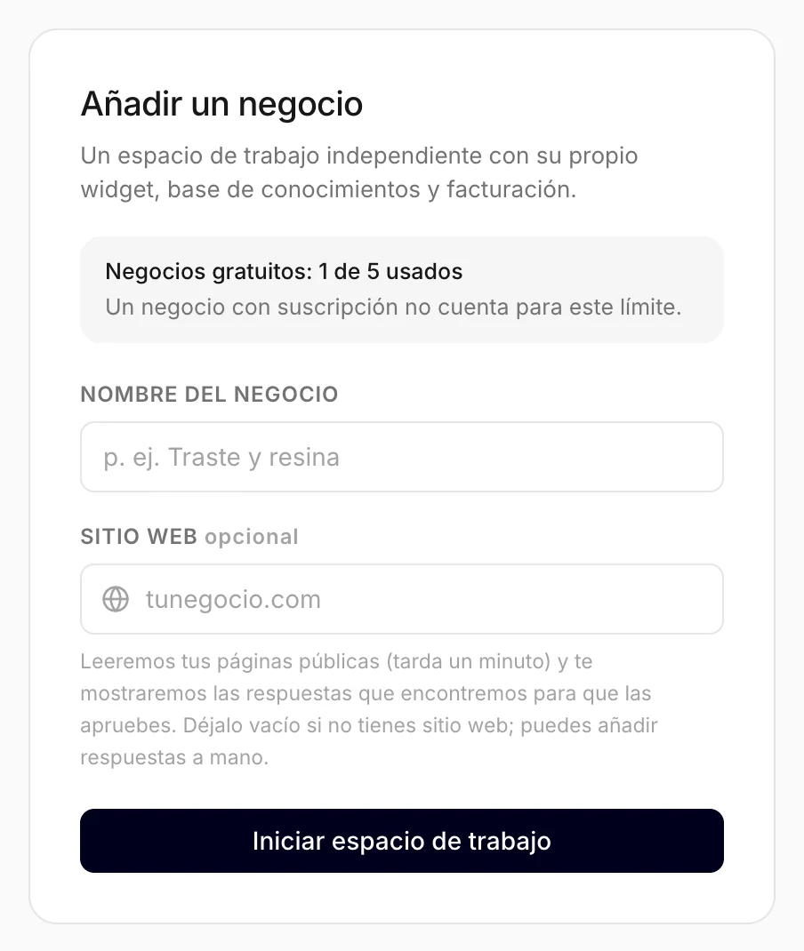 Añadir un negocio