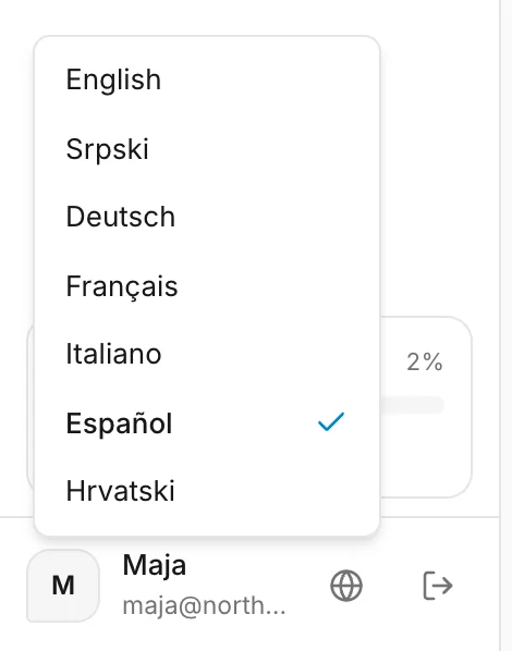 El menú de idioma junto a tu nombre