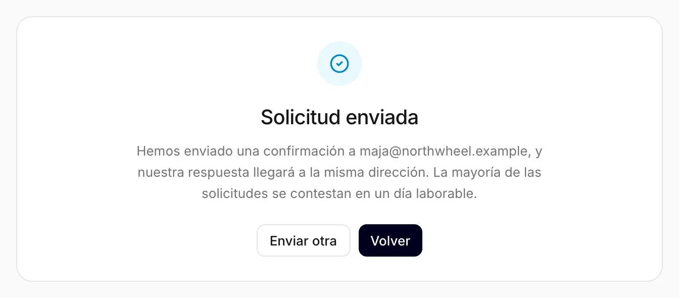 La confirmación después del envío