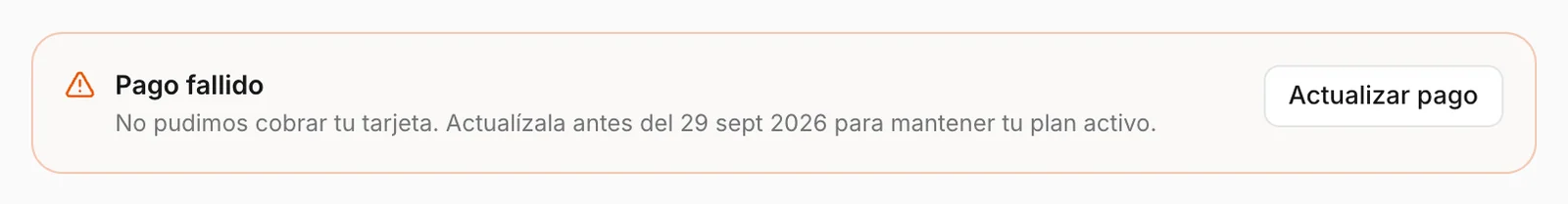 El aviso tras un pago fallido