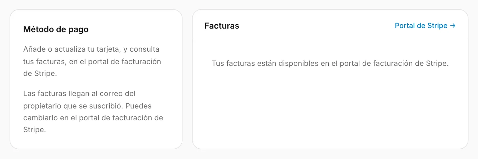Método de pago y facturas