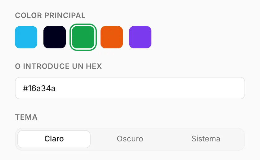 Color principal y tema