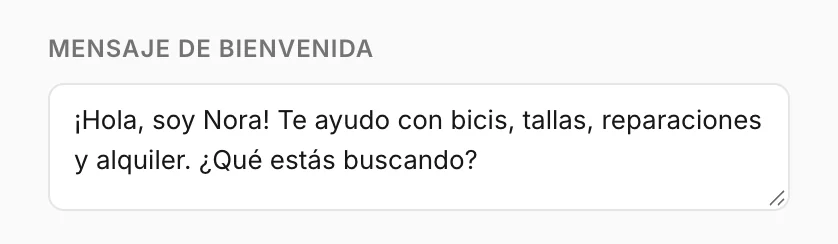 El mensaje de bienvenida