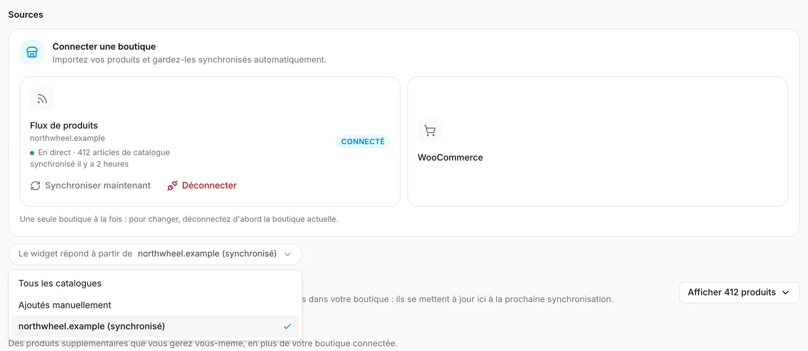 Choisir le catalogue utilisé par l'assistant