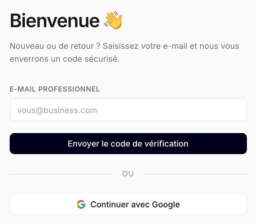 L'écran de connexion