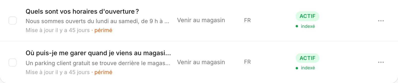 Deux FAQ marquées comme périmées