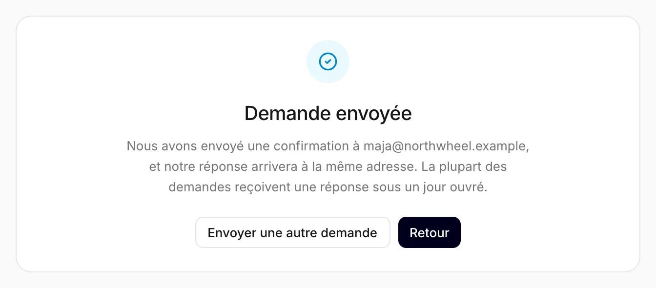 La confirmation après l'envoi