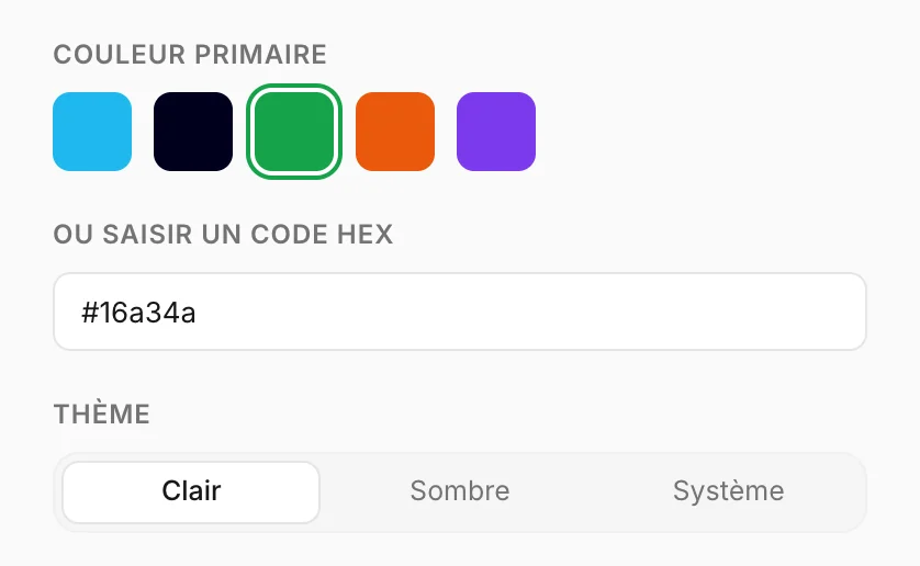 Couleur primaire et thème