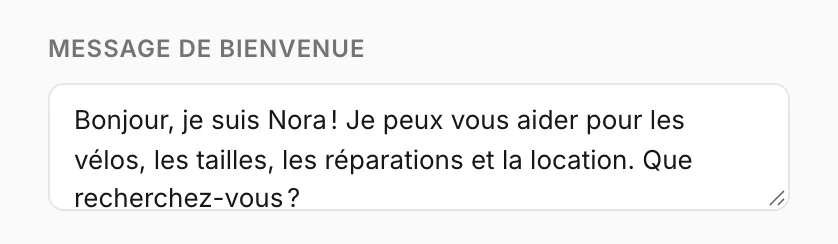 Le message de bienvenue