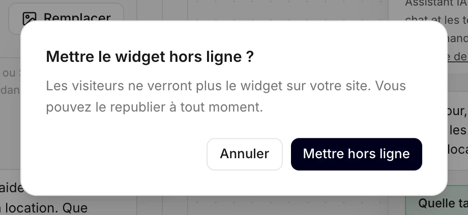 Mise hors ligne du widget