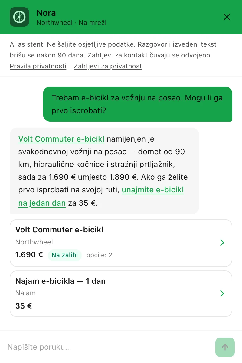Odgovor s dvije kartice: proizvodom i uslugom