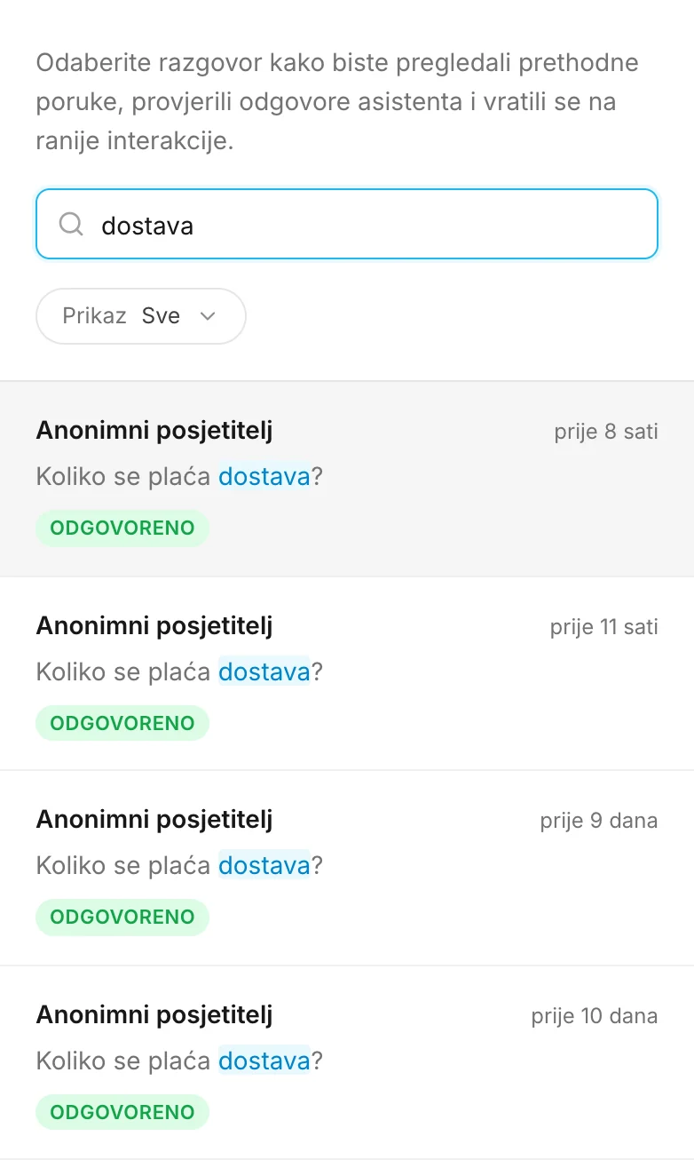 Rezultati pretraživanja s istaknutom pronađenom riječi