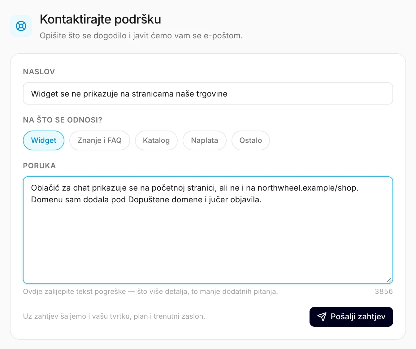 Obrazac za podršku