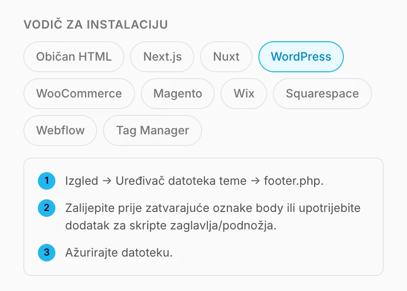 Vodič za instalaciju s koracima za WordPress