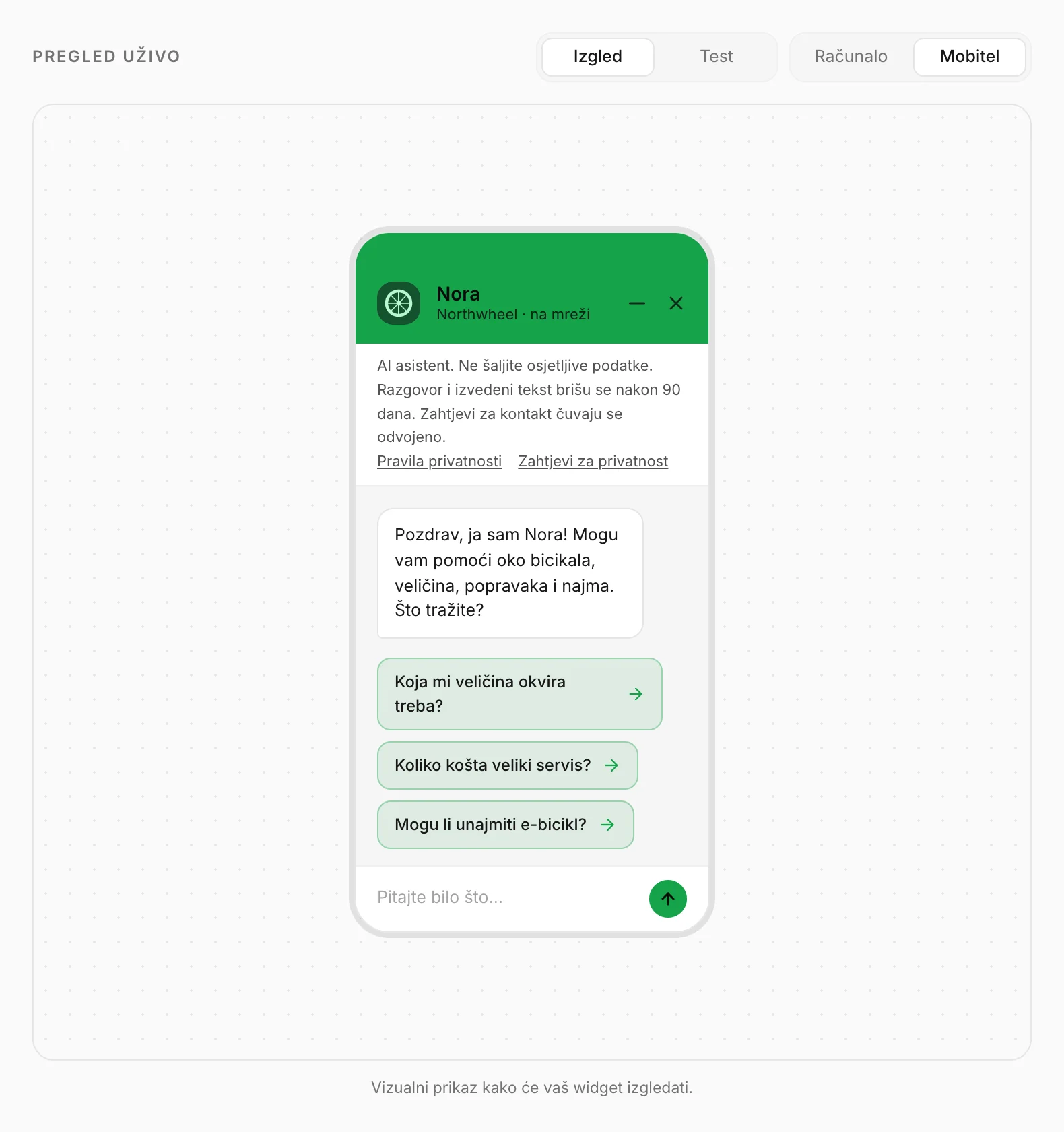 Pregled na mobitelu