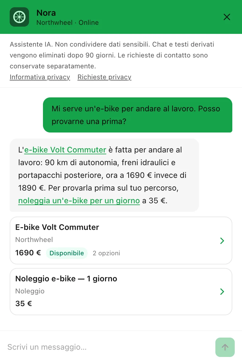 Una risposta con due schede: un prodotto e un servizio