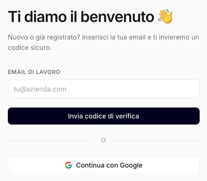 La schermata di accesso