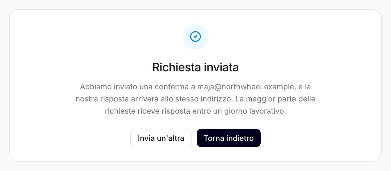 La conferma dopo l'invio