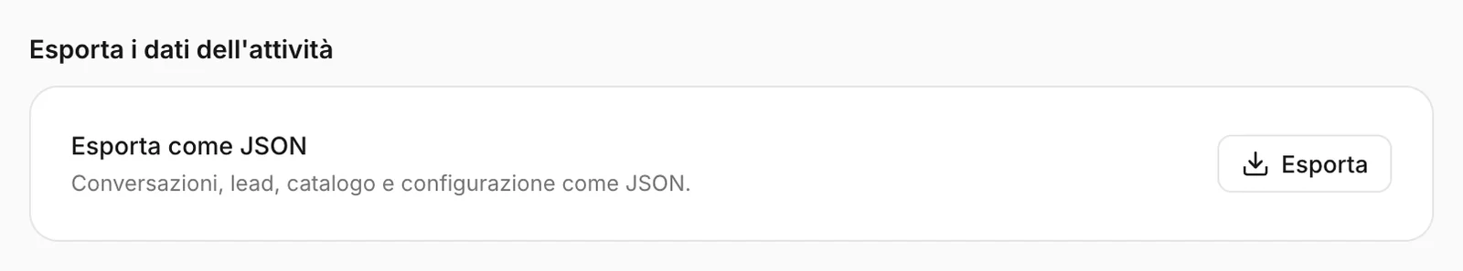 Esportazione in formato JSON