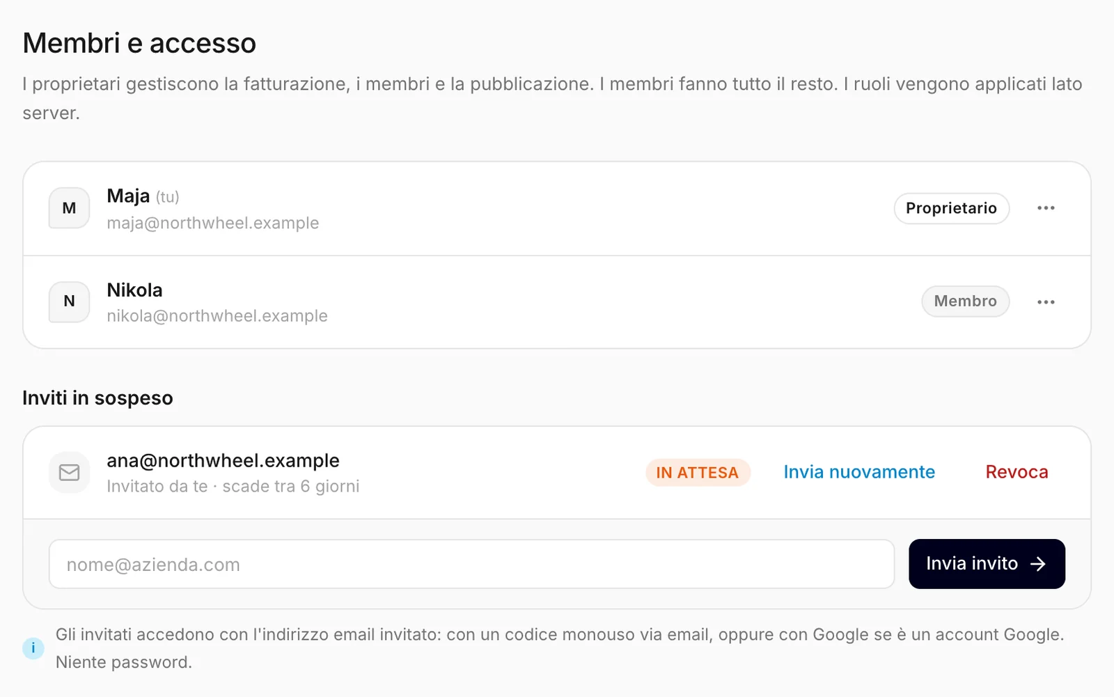 Membri e inviti in sospeso, come li vede un proprietario