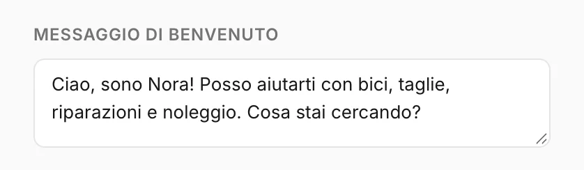 Il messaggio di benvenuto